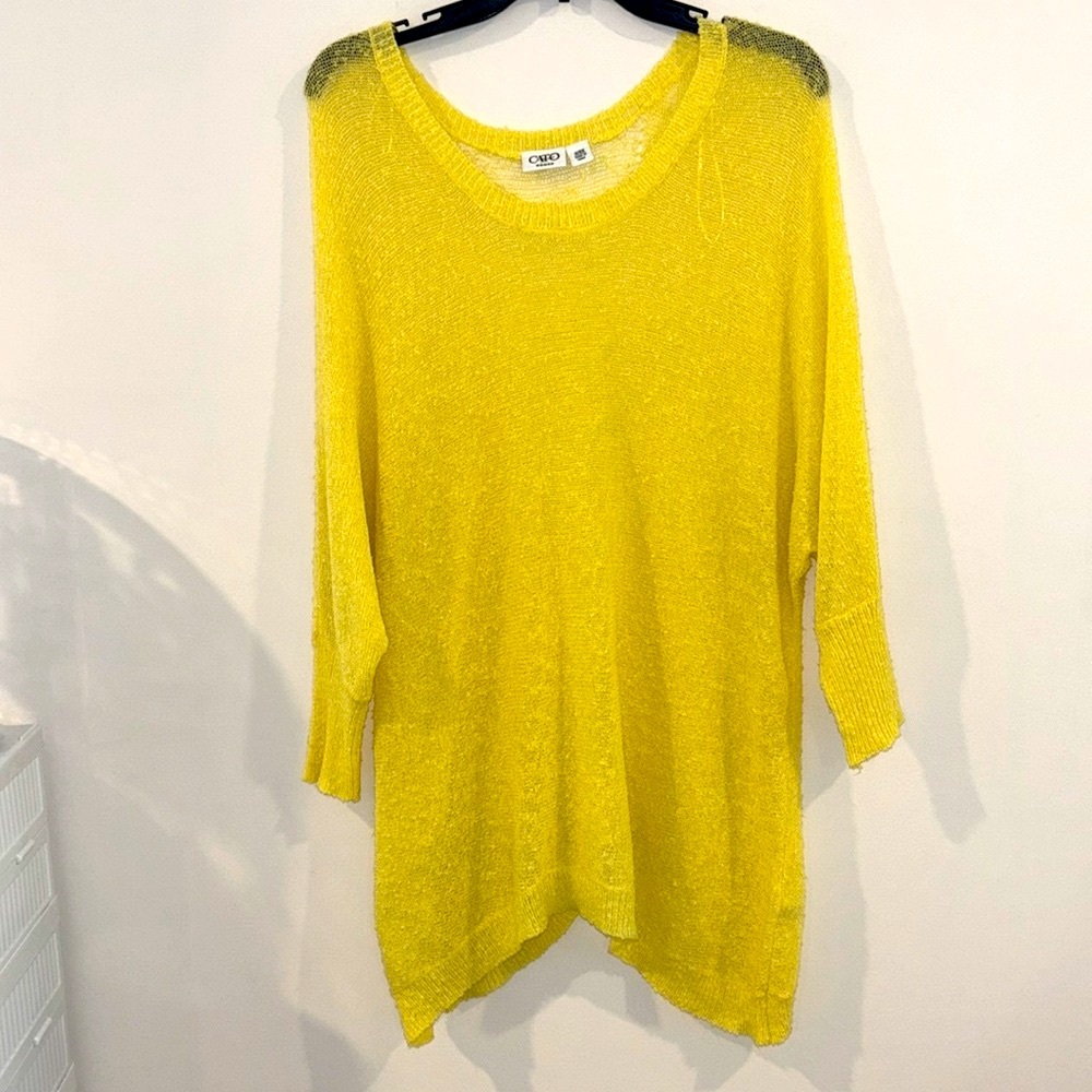 CATO Woman Butter Yellow Knit Summer Sweater Sz 14/16